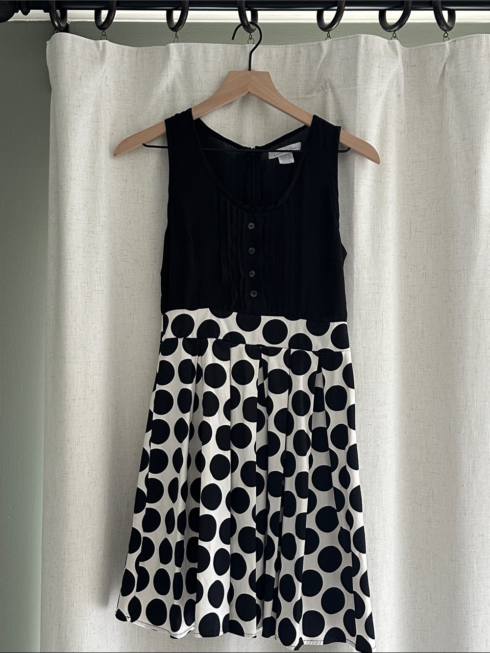 Y2K Charlotte Russe Polka Dot Mini Dress Black & White Ruffle Button Front